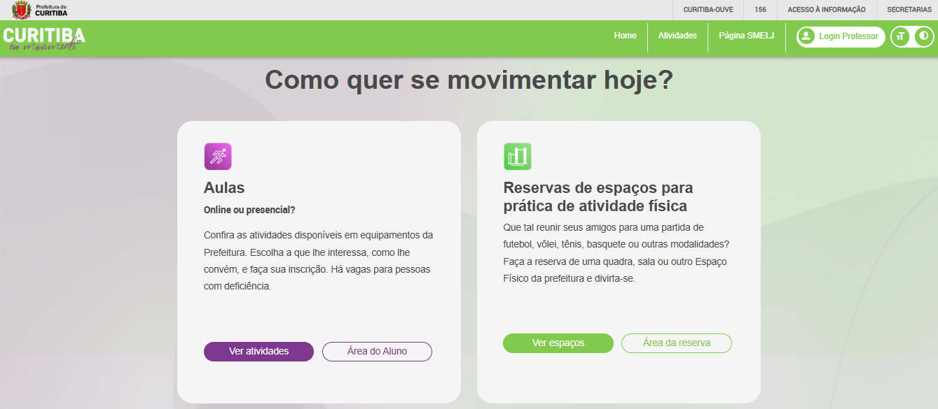 Tela do projeto Curitiba em Movimento